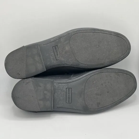 Saks Fifth Avenue Luciano Black Leather Slip On Horse-Bit Loafers Mens 10 Formal
