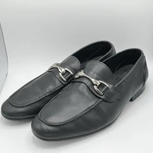Saks Fifth Avenue Luciano Black Leather Slip On Horse-Bit Loafers Mens 10 Formal