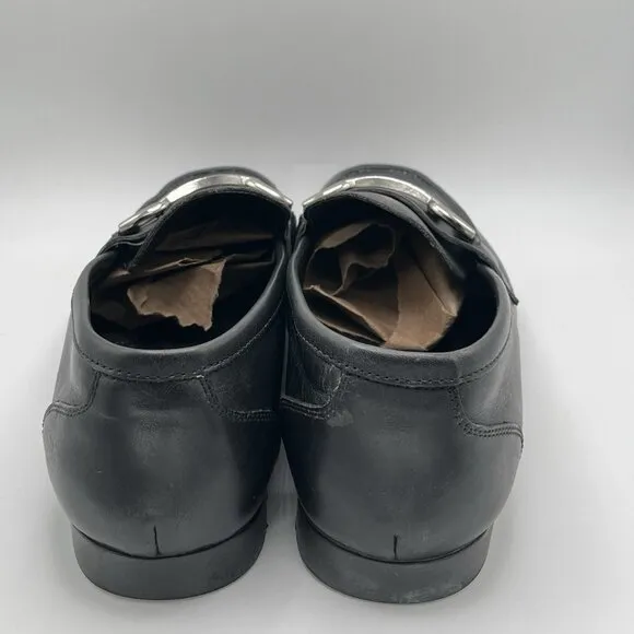 Saks Fifth Avenue Luciano Black Leather Slip On Horse-Bit Loafers Mens 10 Formal