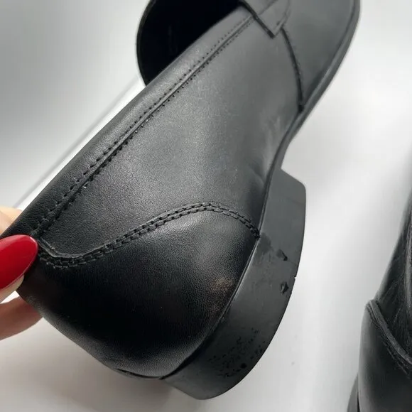 Saks Fifth Avenue Luciano Black Leather Slip On Horse-Bit Loafers Mens 10 Formal