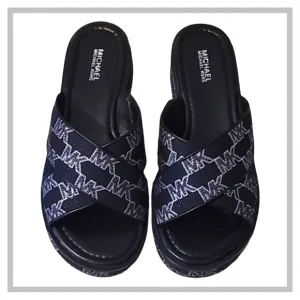 SALE Michael Kors Sandal/Slides Black Silver in box