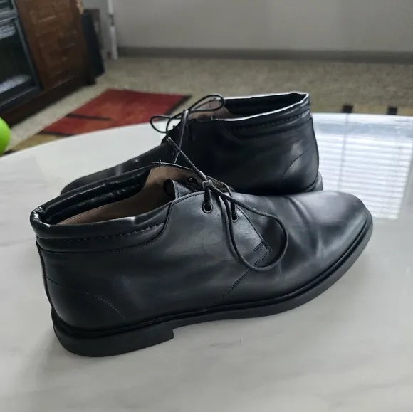 SALVATORE FERRAGAMO Ankle Boots 9D Mens Chukka Black Leather Laceup Luxury