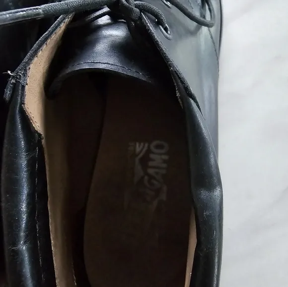 SALVATORE FERRAGAMO Ankle Boots 9D Mens Chukka Black Leather Laceup Luxury