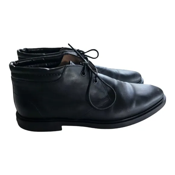 SALVATORE FERRAGAMO Ankle Boots 9D Mens Chukka Black Leather Laceup Luxury