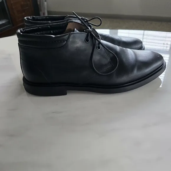 SALVATORE FERRAGAMO Ankle Boots 9D Mens Chukka Black Leather Laceup Luxury