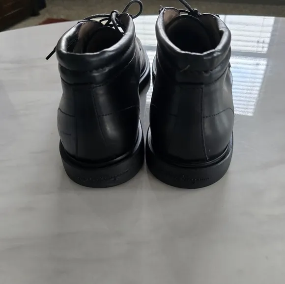 SALVATORE FERRAGAMO Ankle Boots 9D Mens Chukka Black Leather Laceup Luxury