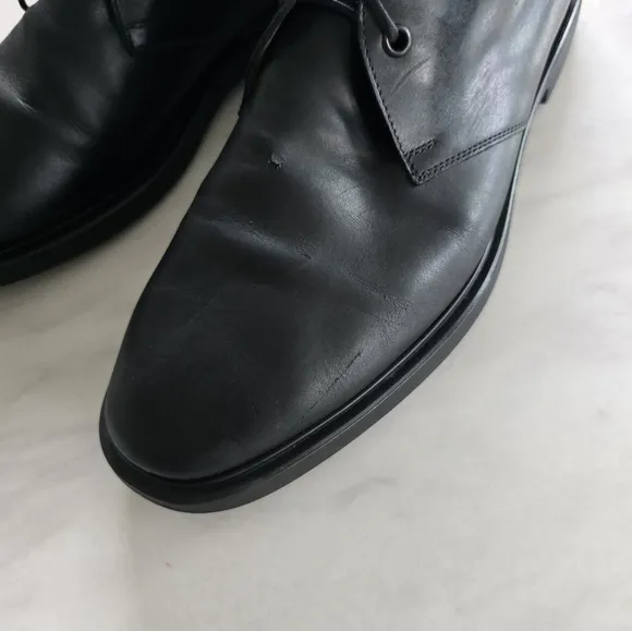 SALVATORE FERRAGAMO Ankle Boots 9D Mens Chukka Black Leather Laceup Luxury