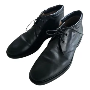 SALVATORE FERRAGAMO Ankle Boots 9D Mens Chukka Black Leather Laceup Luxury