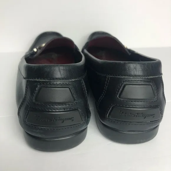Salvatore Ferragamo Black Leather Driver Loafers