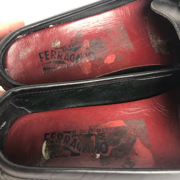 Salvatore Ferragamo Black Leather Driver Loafers