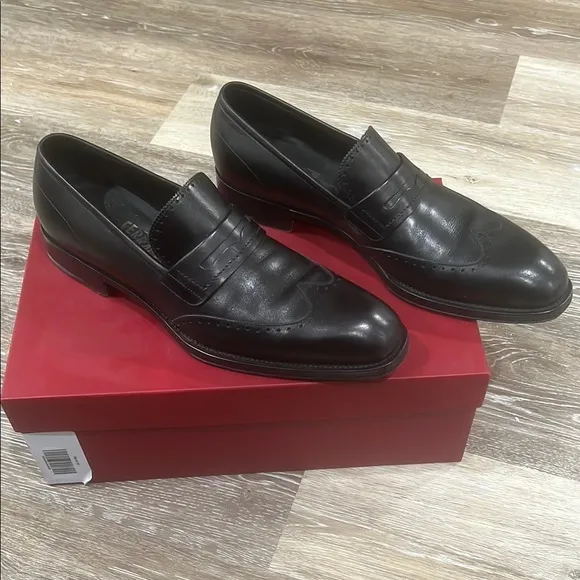 Salvatore Ferragamo Black Leather Loafers Slip-On