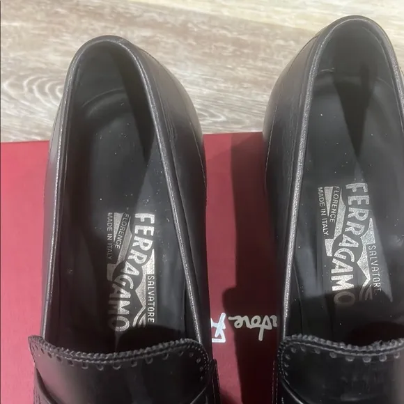 Salvatore Ferragamo Black Leather Loafers Slip-On
