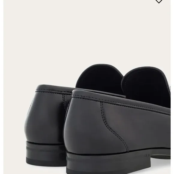 Salvatore Ferragamo Black Leather Loafers with Metallic Accents