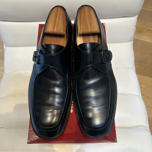 Salvatore Ferragamo Black Leather Slip On men’s shoes