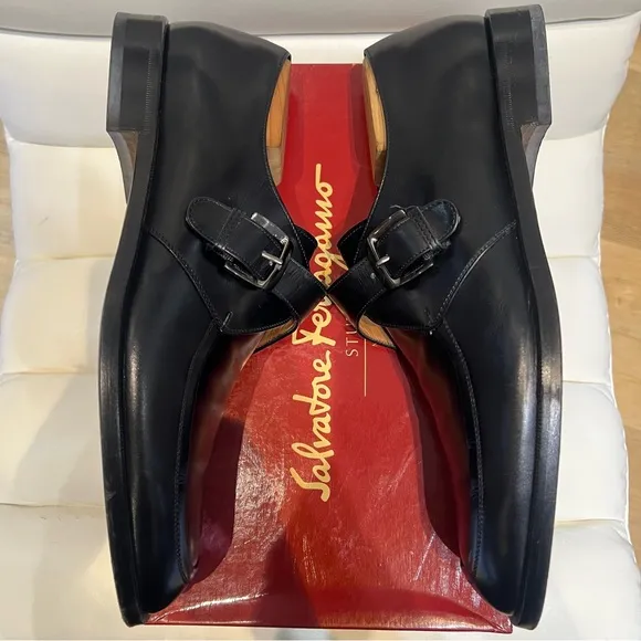 Salvatore Ferragamo Black Leather Slip On men’s shoes