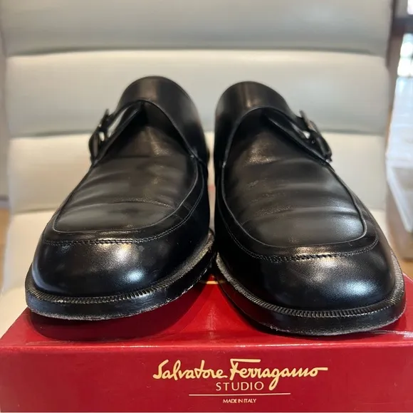 Salvatore Ferragamo Black Leather Slip On men’s shoes