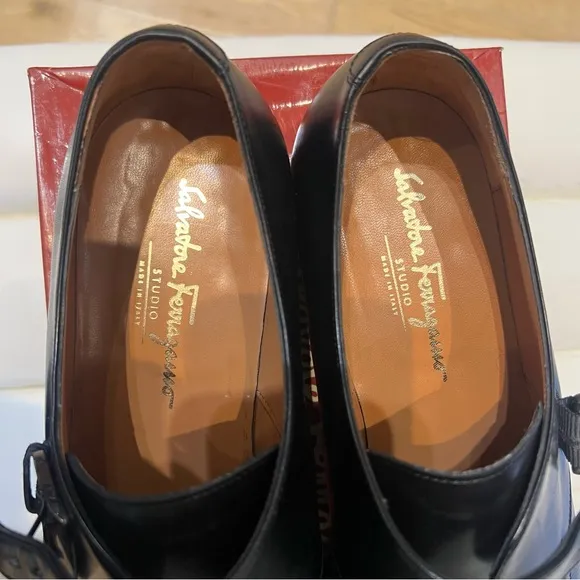 Salvatore Ferragamo Black Leather Slip On men’s shoes