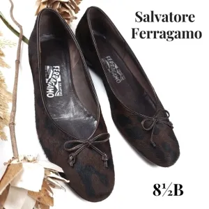 Salvatore Ferragamo Brown Black Leopard Fur Loafer Flats Sz 8½B