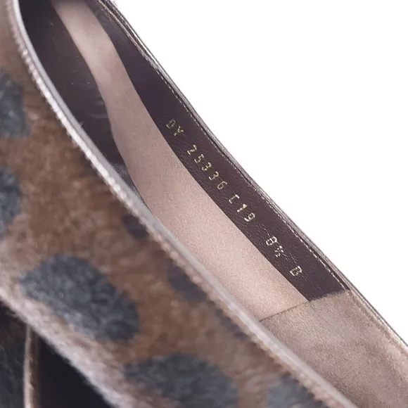 Salvatore Ferragamo Brown Black Leopard Fur Loafer Flats Sz 8½B