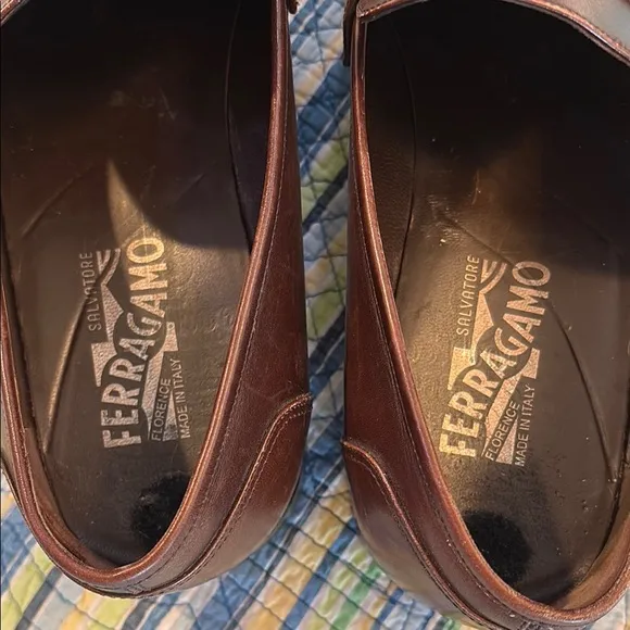 Salvatore Ferragamo Brown Leather Loafers Slip-Ons