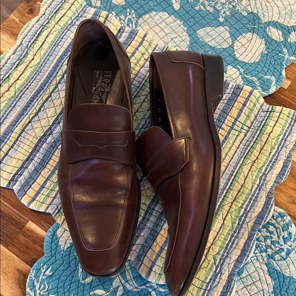 Salvatore Ferragamo Brown Leather Loafers Slip-Ons