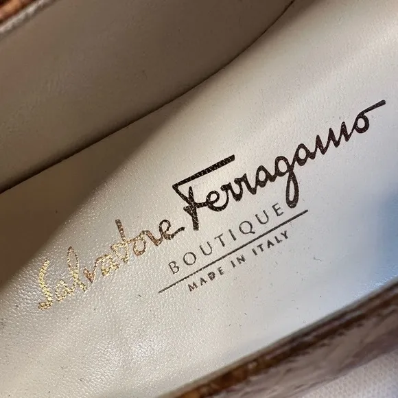 Salvatore Ferragamo Faux Snakeskin Flats