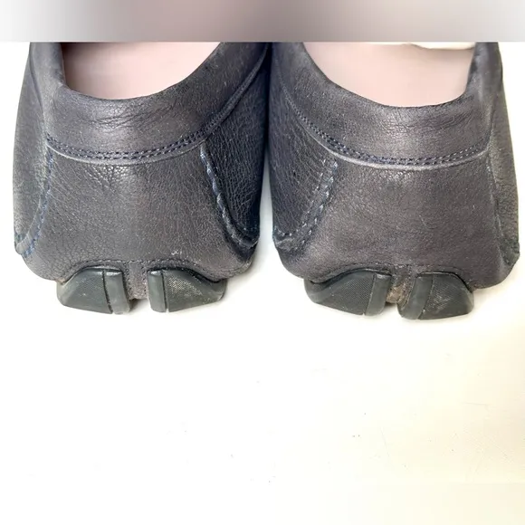 Salvatore Ferragamo Lapis Logo Gray Leather Slip-On Driver Loafers, 11