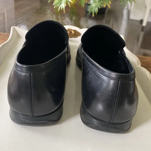 Salvatore Ferragamo Men’s Black Leather Loafers - Rubber Soles. Size 13