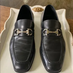 Salvatore Ferragamo Men’s Black Leather Loafers - Rubber Soles. Size 13