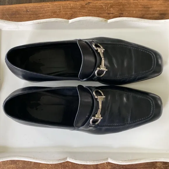 Salvatore Ferragamo Men’s Black Leather Loafers - Rubber Soles. Size 13