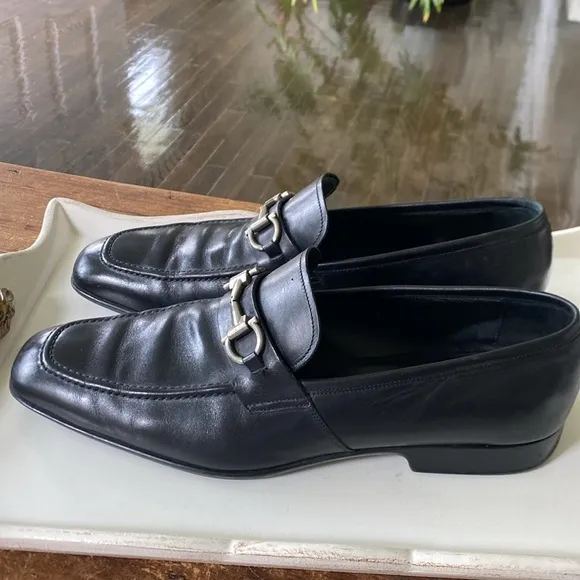 Salvatore Ferragamo Men’s Black Leather Loafers - Rubber Soles. Size 13
