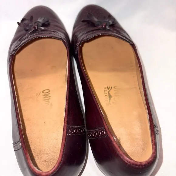 Salvatore Ferragamo Mens Size 9.5 D Burgundy Leather Tassels Loafers Shoes
