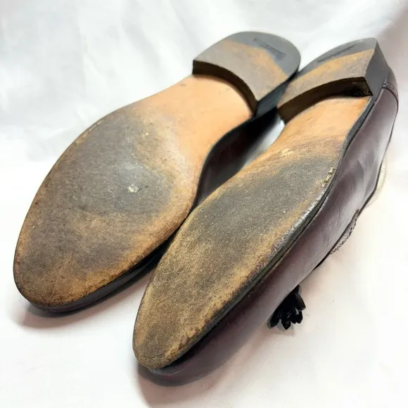 Salvatore Ferragamo Mens Size 9.5 D Burgundy Leather Tassels Loafers Shoes