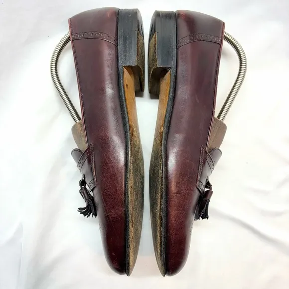 Salvatore Ferragamo Mens Size 9.5 D Burgundy Leather Tassels Loafers Shoes
