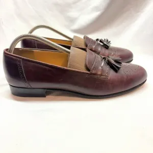 Salvatore Ferragamo Mens Size 9.5 D Burgundy Leather Tassels Loafers Shoes