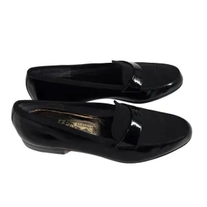 Salvatore Ferragamo Tuxedo Dress Loafer Mens 8.5 Shoes Patent Leather Square Toe