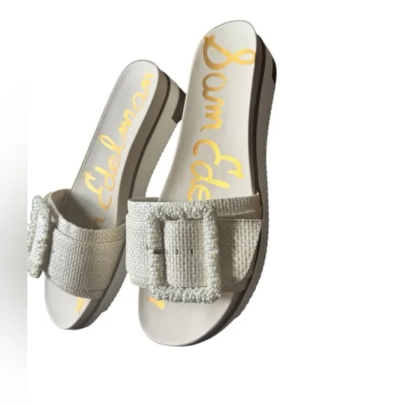 Sam Edelman Cream Slide Sandals