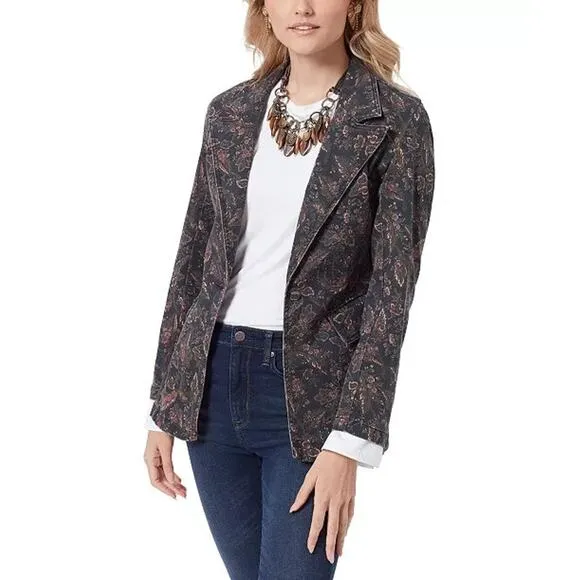 Sam Edelman Margot Printed Blazer Jacket Size M Floral Button