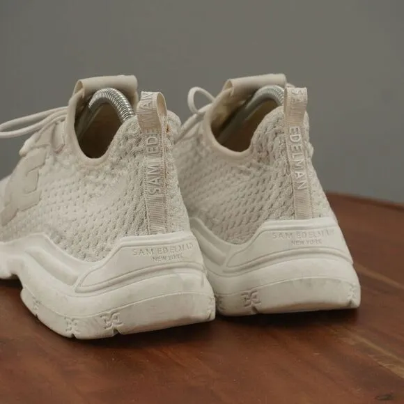 Sam Edelman Womens Cami Sneakers Shoes White Knit Lace Up Size 8M