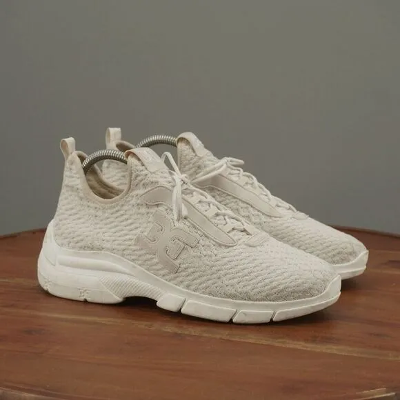 Sam Edelman Womens Cami Sneakers Shoes White Knit Lace Up Size 8M