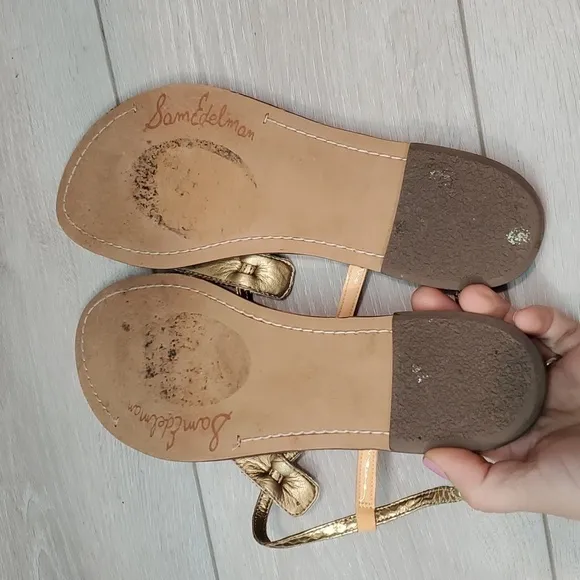 Sam Edelman Womens Fur T strap Gigi Sandals Flats Flip flop shoes sz 7.5M