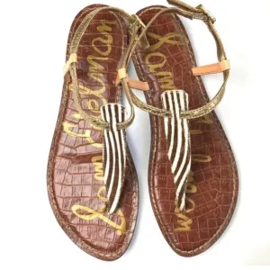 Sam Edelman Womens Fur T strap Gigi Sandals Flats Flip flop shoes sz 7.5M
