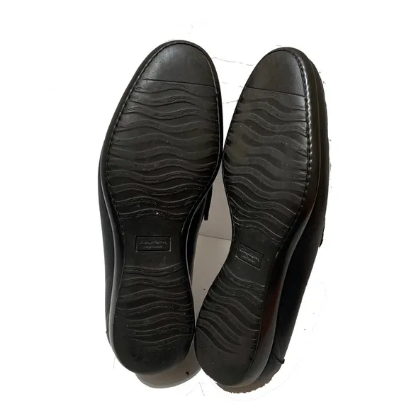 Santoni Black Leather Loafers