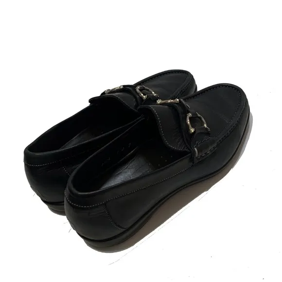 Santoni Black Leather Loafers