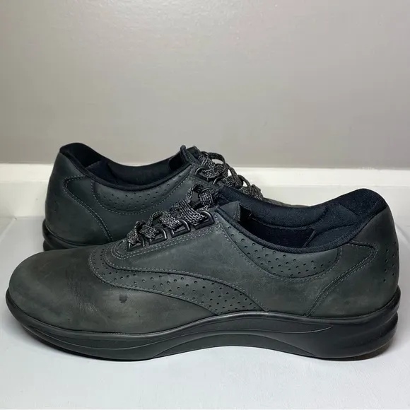 SAS Walk Easy Walking Shoes Women’s 8 N Comfort Leather Nero Gray/Black Sneakers