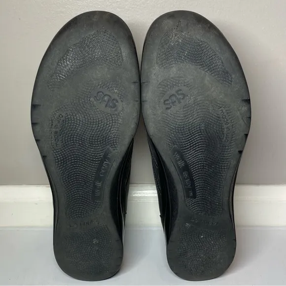 SAS Walk Easy Walking Shoes Women’s 8 N Comfort Leather Nero Gray/Black Sneakers