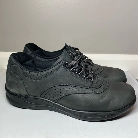 SAS Walk Easy Walking Shoes Women’s 8 N Comfort Leather Nero Gray/Black Sneakers
