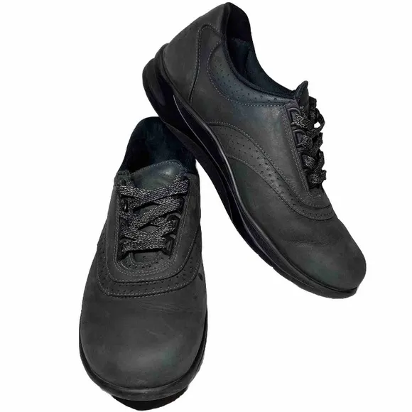 SAS Walk Easy Walking Shoes Women’s 8 N Comfort Leather Nero Gray/Black Sneakers