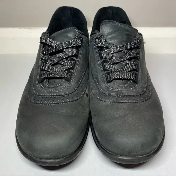 SAS Walk Easy Walking Shoes Women’s 8 N Comfort Leather Nero Gray/Black Sneakers