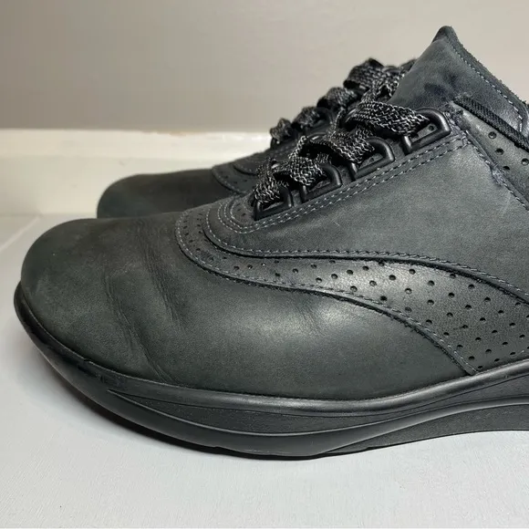 SAS Walk Easy Walking Shoes Women’s 8 N Comfort Leather Nero Gray/Black Sneakers